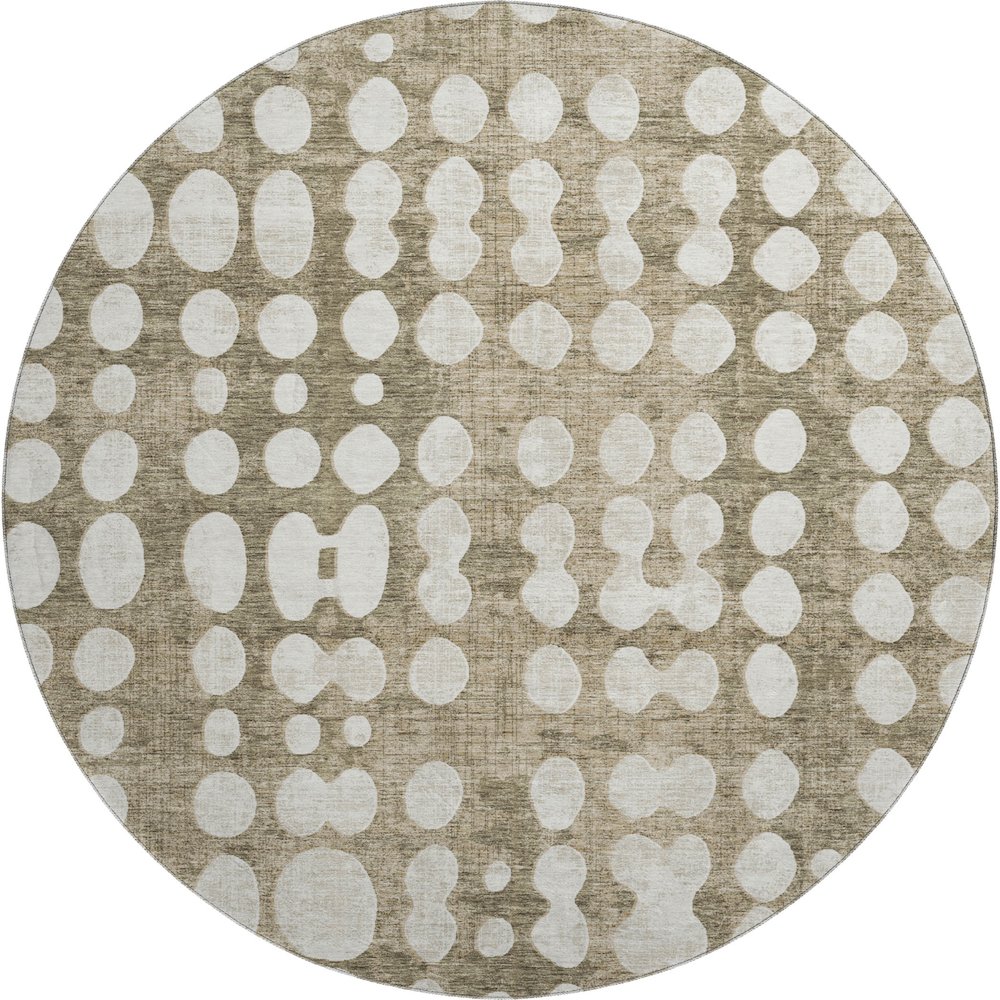 Premium Machine Washable Mayfield AMF869 Taupe 8' x 8' Round Rug. Picture 1