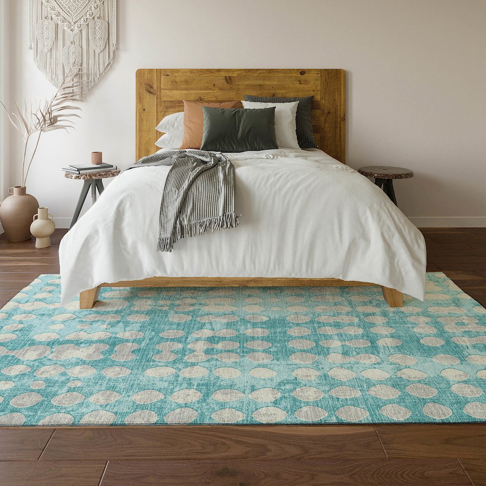 Premium Machine Washable Mayfield AMF869 Teal 2'6" x 3'10" Rug. Picture 6