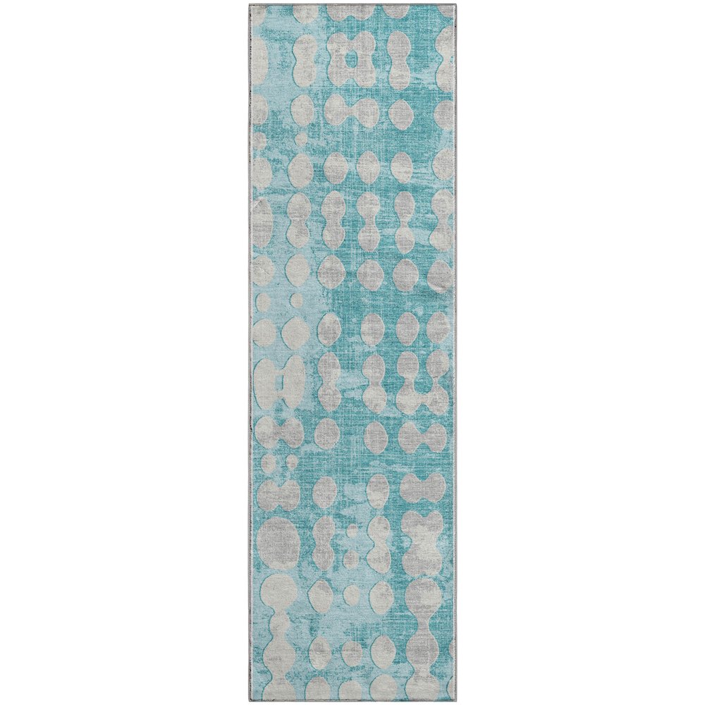 Premium Machine Washable Mayfield AMF869 Teal 2'3" x 7'6" Runner Rug. Picture 1