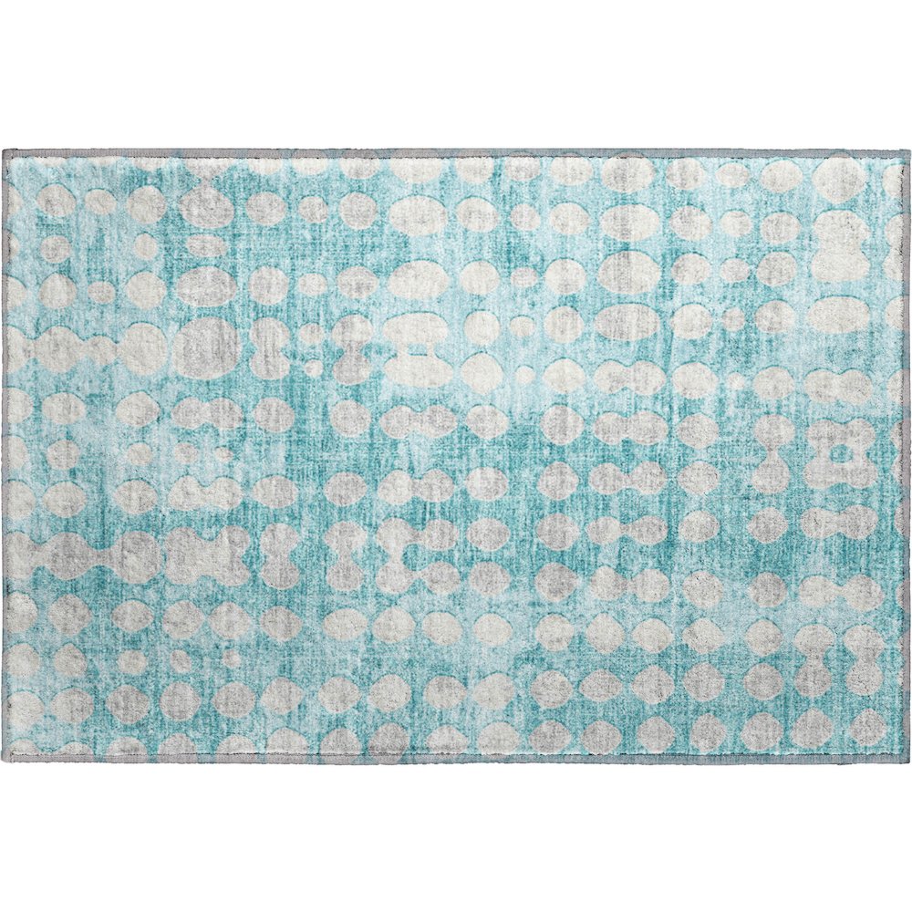 Premium Machine Washable Mayfield AMF869 Teal 1'8" x 2'6" Rug. Picture 1