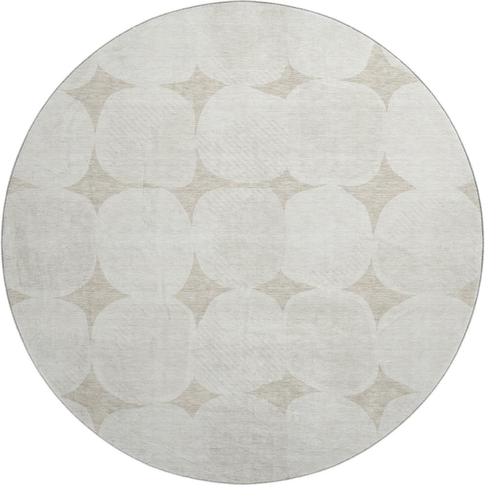 Premium Machine Washable Mayfield AMF870 Beige 8' x 8' Round Rug. Picture 1
