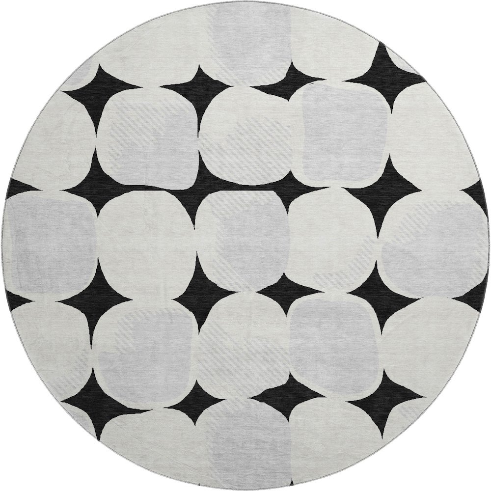 Premium Machine Washable Mayfield AMF870 Black 8' x 8' Round Rug. Picture 1
