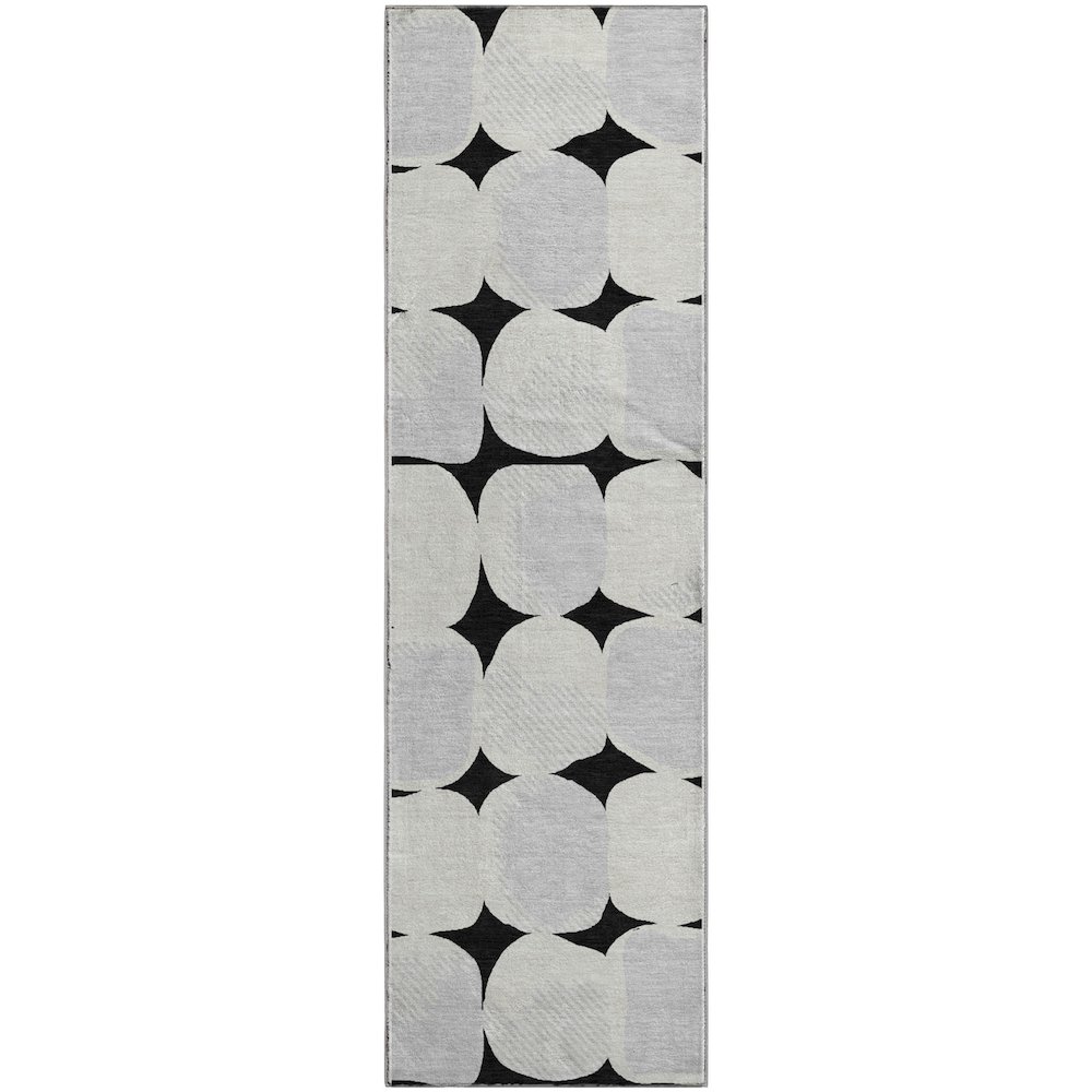 Premium Machine Washable Mayfield AMF870 Black 2'3" x 7'6" Runner Rug. Picture 1