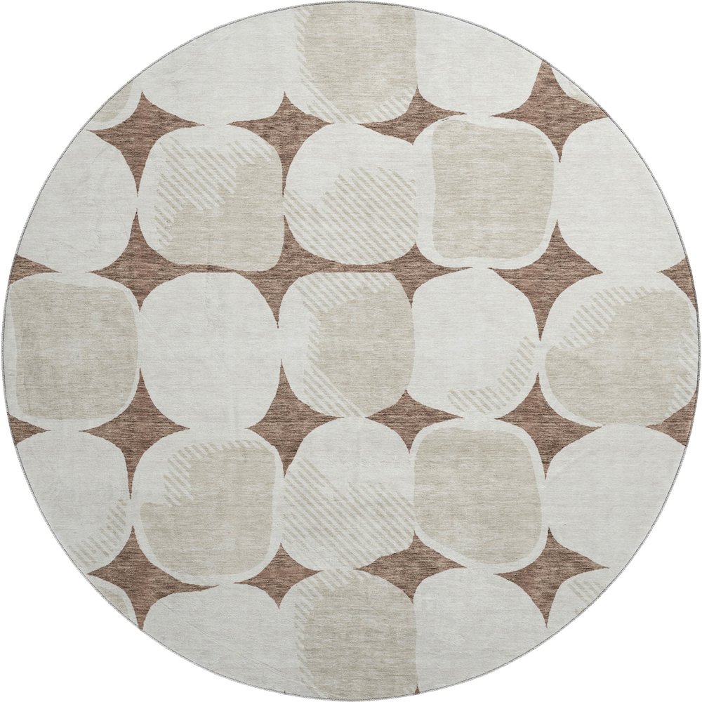 Premium Machine Washable Mayfield AMF870 Brown 8' x 8' Round Rug. Picture 1