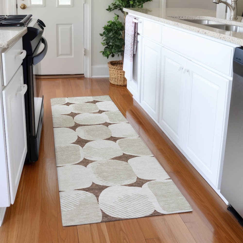 Premium Machine Washable Mayfield AMF870 Brown 2'3" x 7'6" Runner Rug. Picture 5