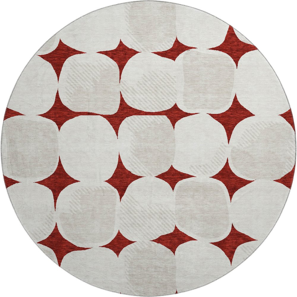 Premium Machine Washable Mayfield AMF870 Burgundy 8' x 8' Round Rug. Picture 1