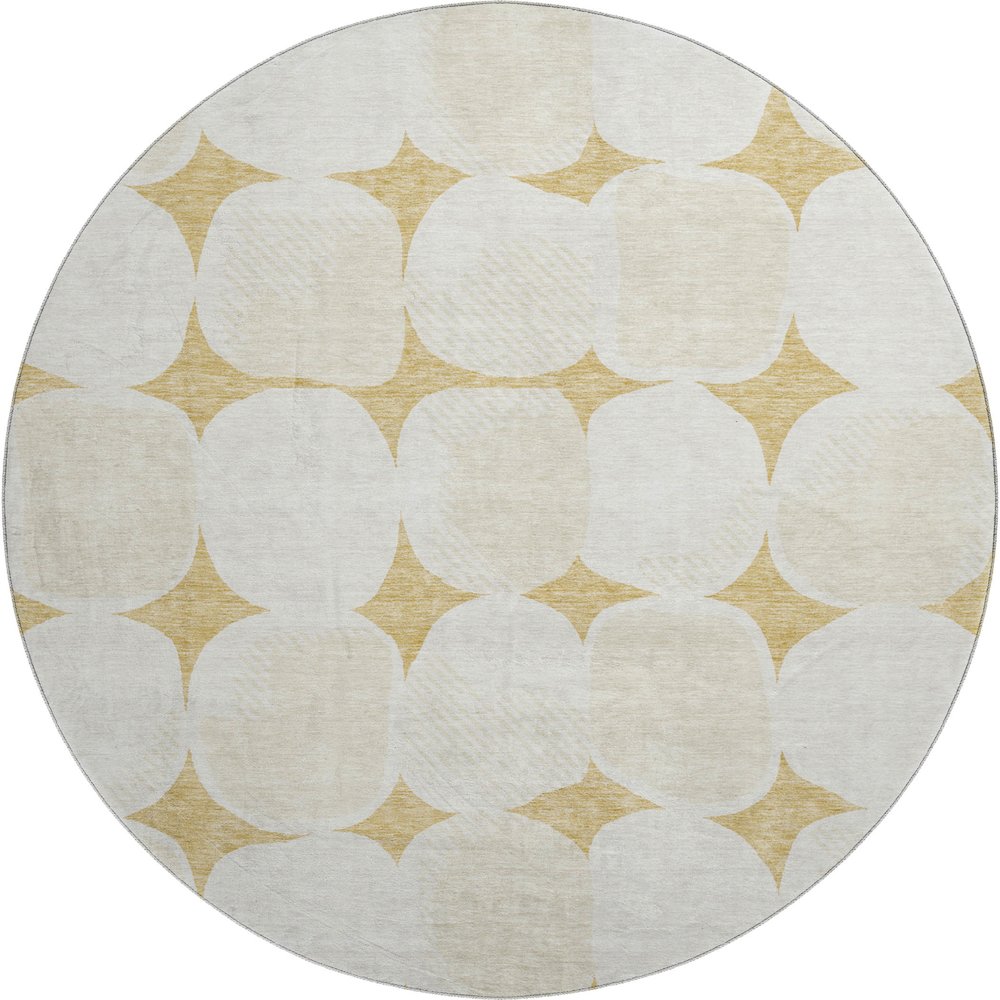 Premium Machine Washable Mayfield AMF870 Gold 8' x 8' Round Rug. Picture 1