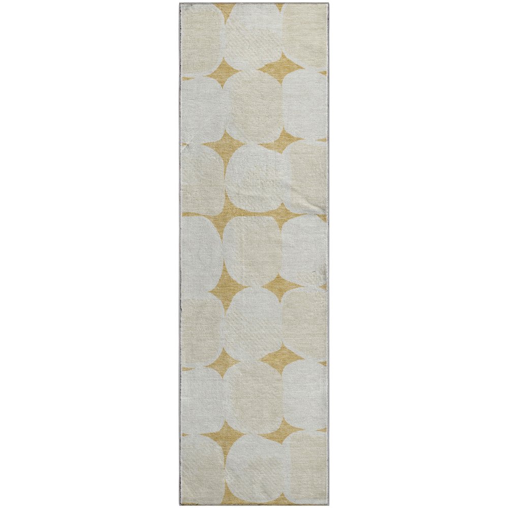 Premium Machine Washable Mayfield AMF870 Gold 2'3" x 7'6" Runner Rug. Picture 1