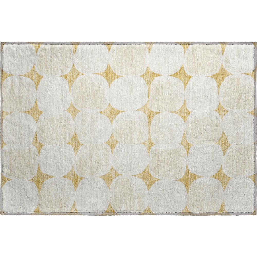 Premium Machine Washable Mayfield AMF870 Gold 1'8" x 2'6" Rug. Picture 1