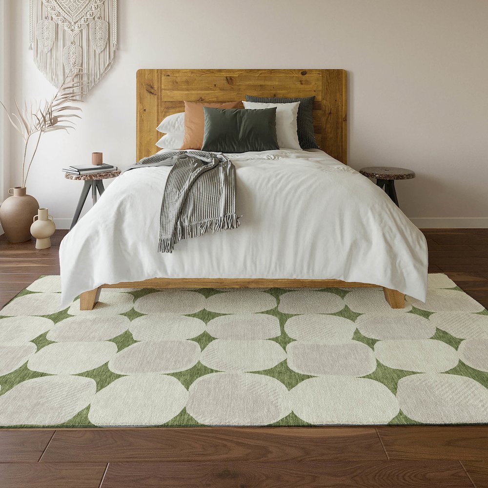 Premium Machine Washable Mayfield AMF870 Green 2'6" x 3'10" Rug. Picture 6