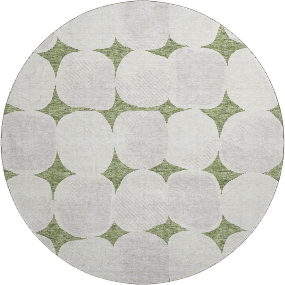 Premium Machine Washable Mayfield AMF870 Green 8' x 8' Round Rug. Picture 1