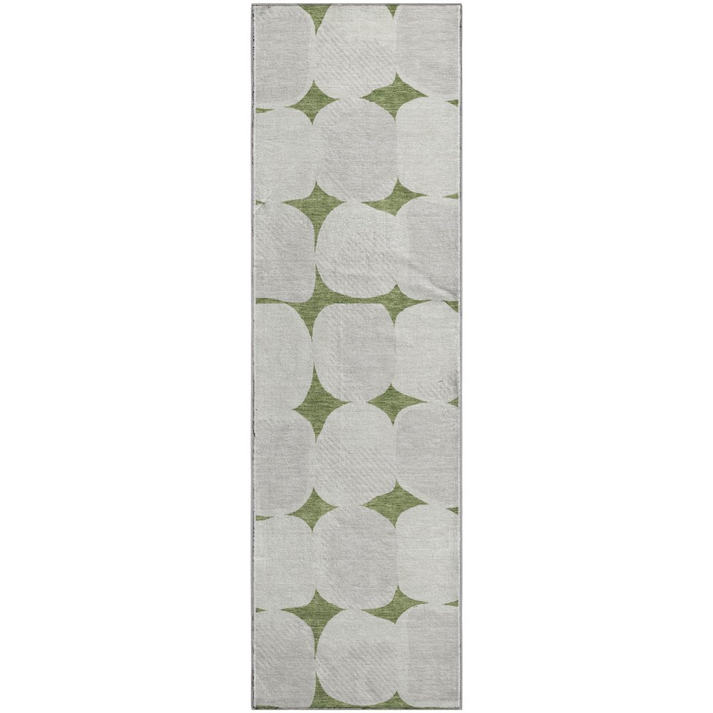 Premium Machine Washable Mayfield AMF870 Green 2'3" x 7'6" Runner Rug. Picture 1