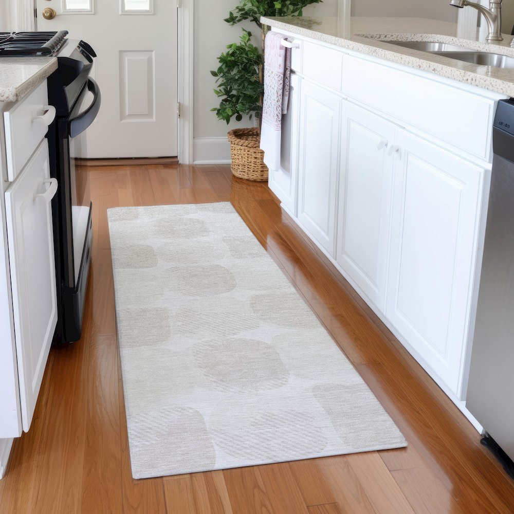 Premium Machine Washable Mayfield AMF870 Ivory 2'3" x 7'6" Runner Rug. Picture 5
