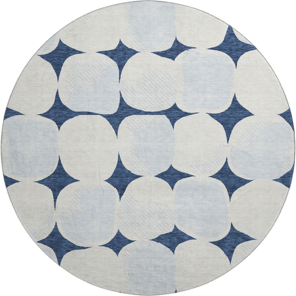 Premium Machine Washable Mayfield AMF870 Navy 8' x 8' Round Rug. Picture 1