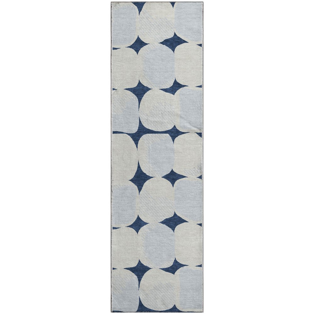 Premium Machine Washable Mayfield AMF870 Navy 2'3" x 7'6" Runner Rug. Picture 1