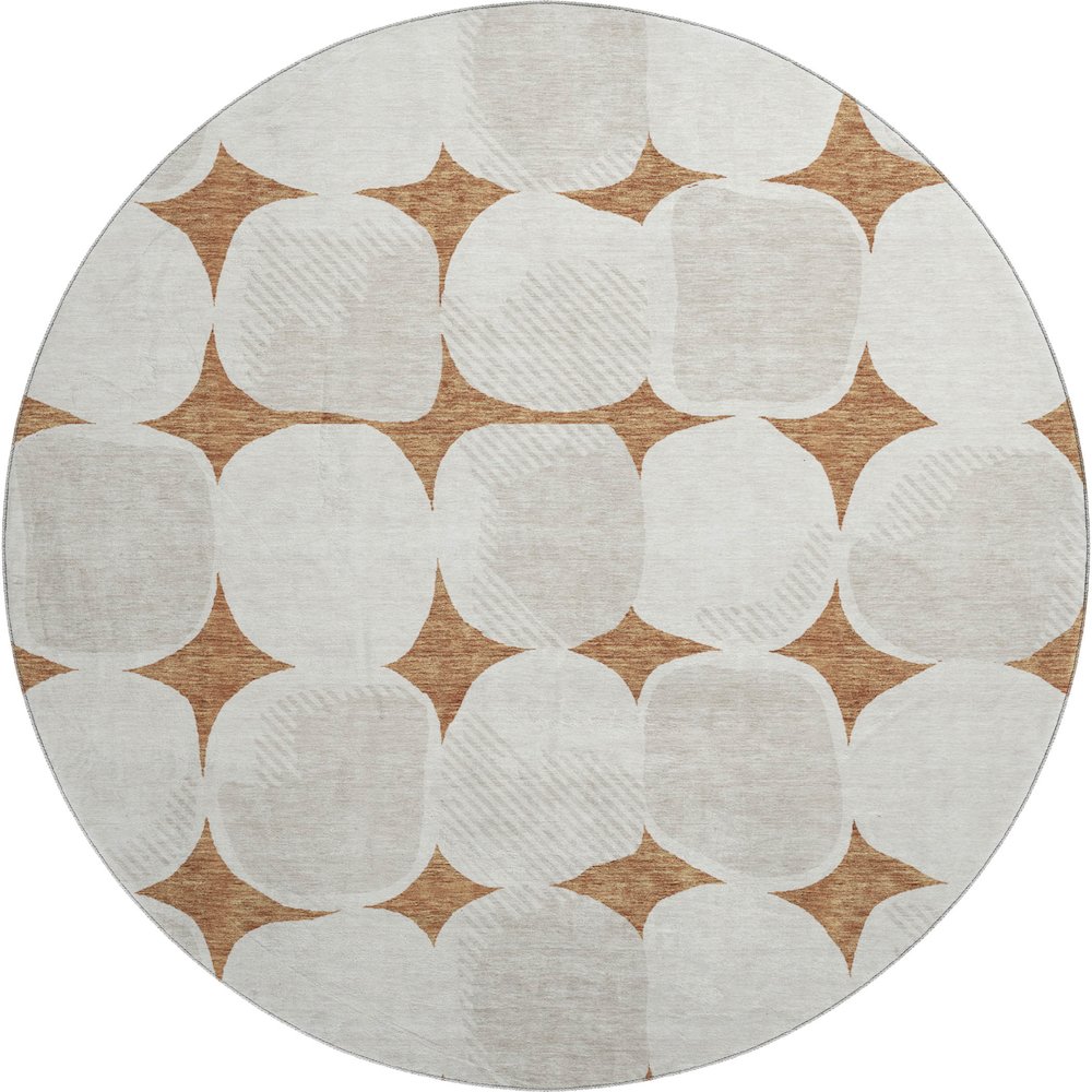 Premium Machine Washable Mayfield AMF870 Paprika 8' x 8' Round Rug. Picture 1