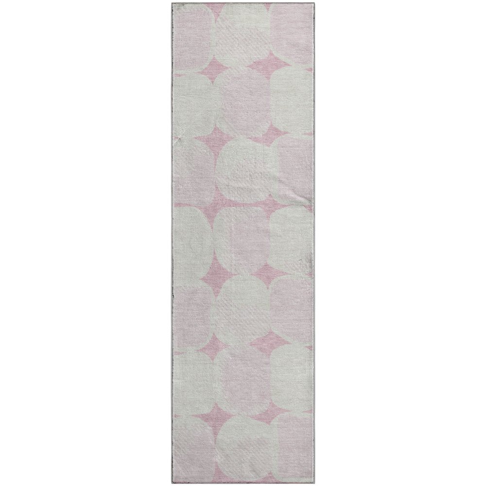 Premium Machine Washable Mayfield AMF870 Pink 2'3" x 7'6" Runner Rug. Picture 1