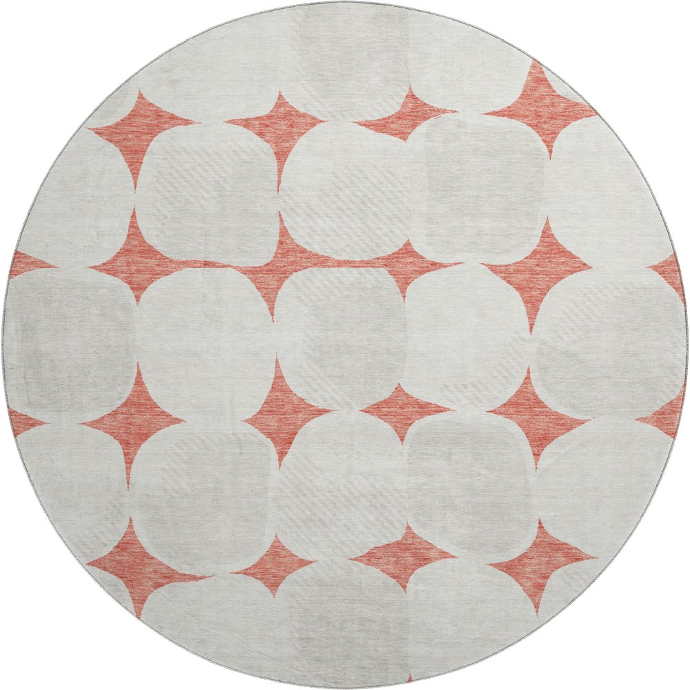 Premium Machine Washable Mayfield AMF870 Salmon 8' x 8' Round Rug. Picture 1