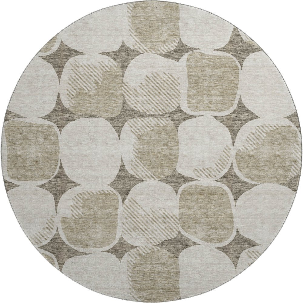 Premium Machine Washable Mayfield AMF870 Taupe 8' x 8' Round Rug. Picture 1