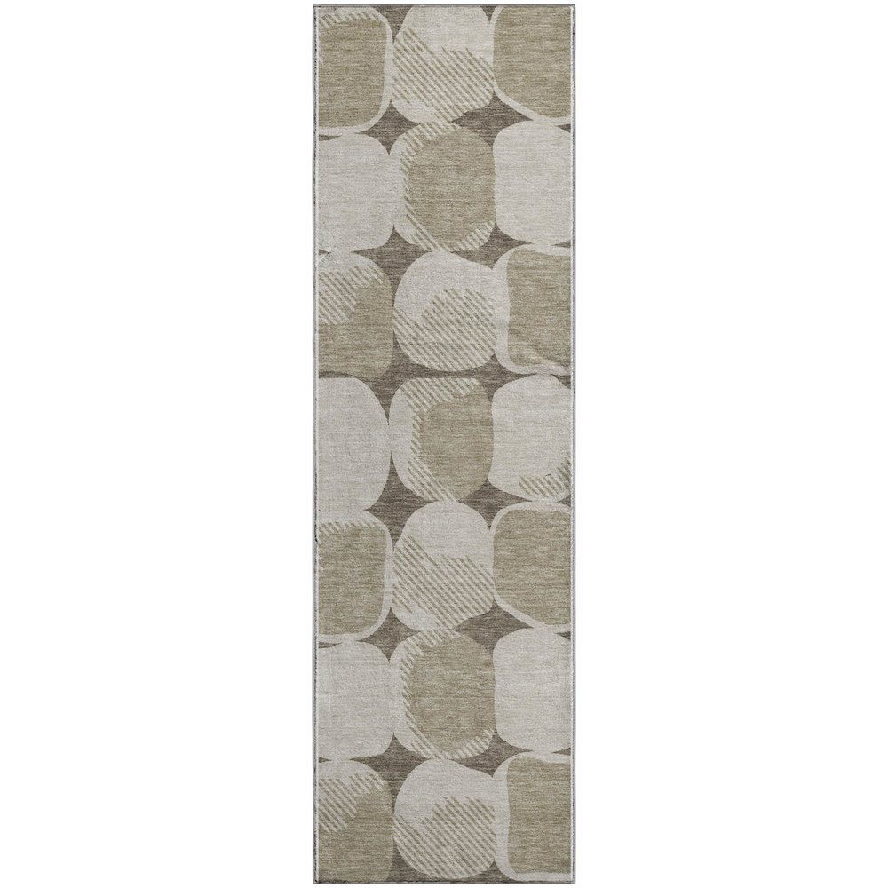 Premium Machine Washable Mayfield AMF870 Taupe 2'3" x 7'6" Runner Rug. Picture 1