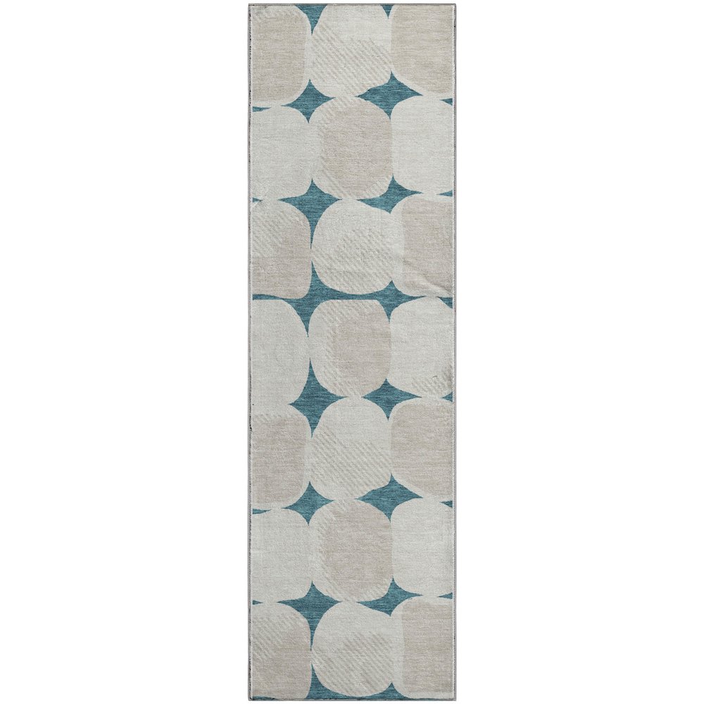 Premium Machine Washable Mayfield AMF870 Teal 2'3" x 7'6" Runner Rug. Picture 1
