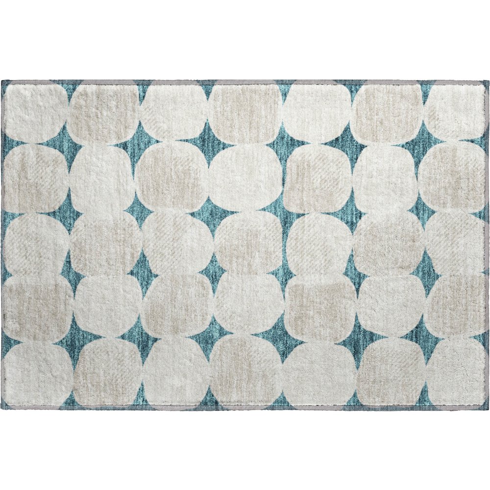 Premium Machine Washable Mayfield AMF870 Teal 1'8" x 2'6" Rug. Picture 1