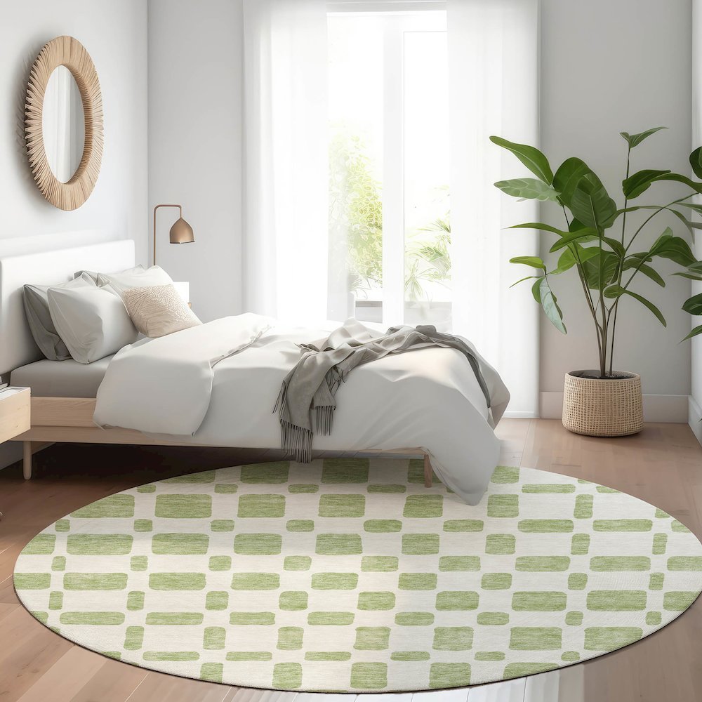 Premium Machine Washable Mayfield AMF871 Aloe 8' x 8' Round Rug. Picture 5