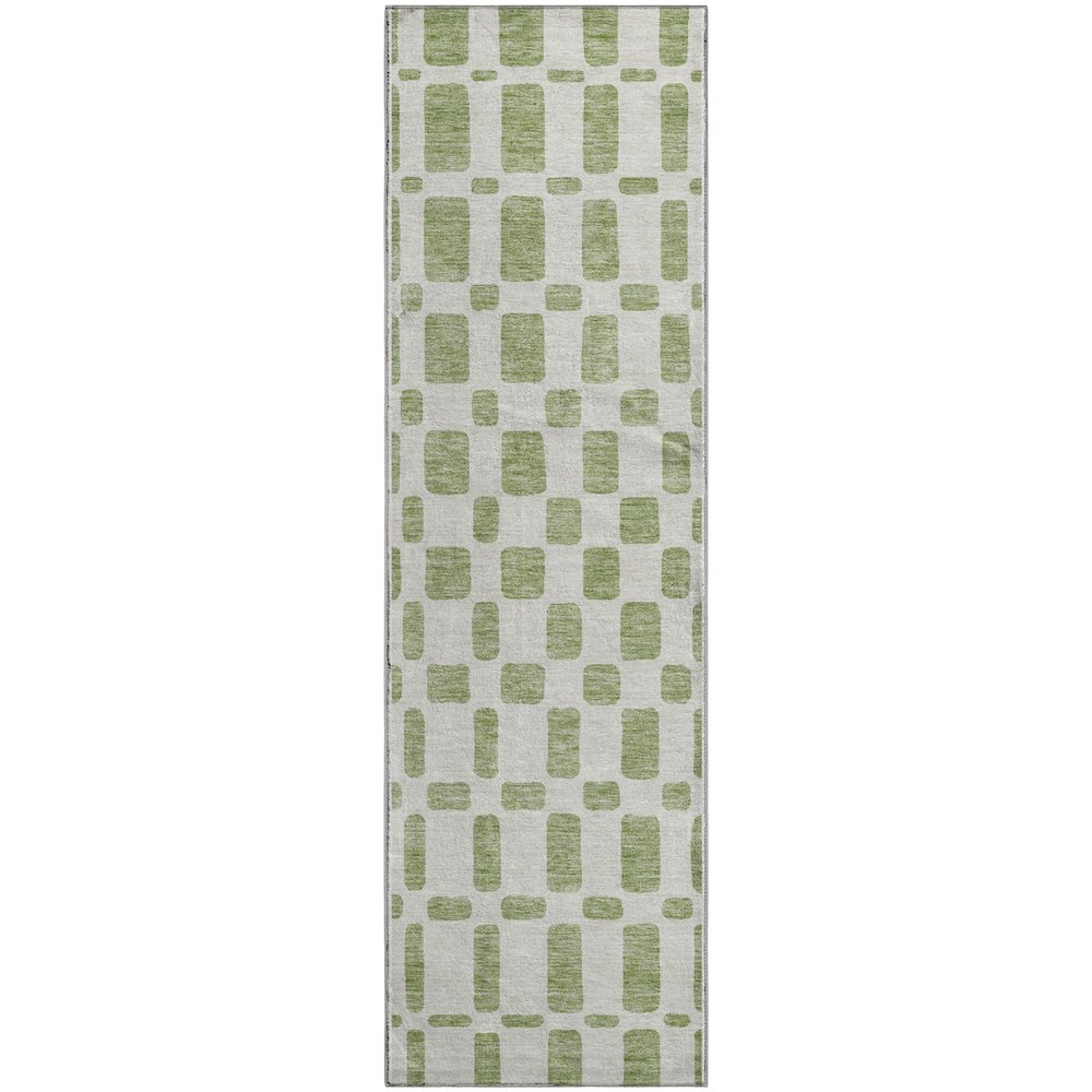 Premium Machine Washable Mayfield AMF871 Aloe 2'3" x 7'6" Runner Rug. Picture 1