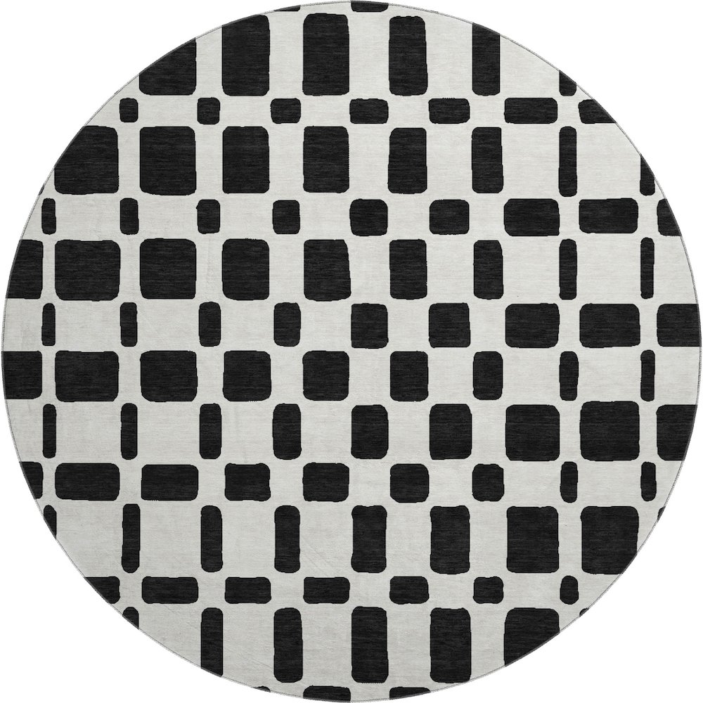 Premium Machine Washable Mayfield AMF871 Black 8' x 8' Round Rug. Picture 1