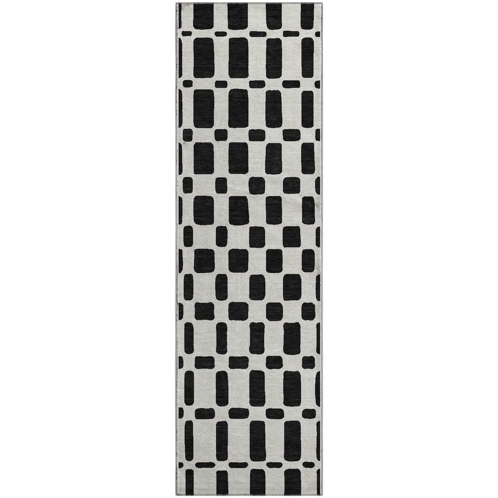 Premium Machine Washable Mayfield AMF871 Black 2'3" x 7'6" Runner Rug. Picture 1
