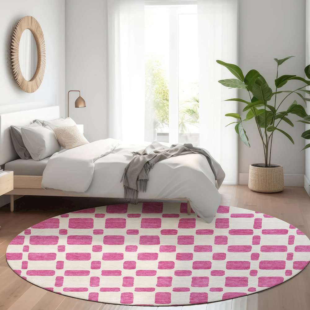 Premium Machine Washable Mayfield AMF871 Blush 8' x 8' Round Rug. Picture 5