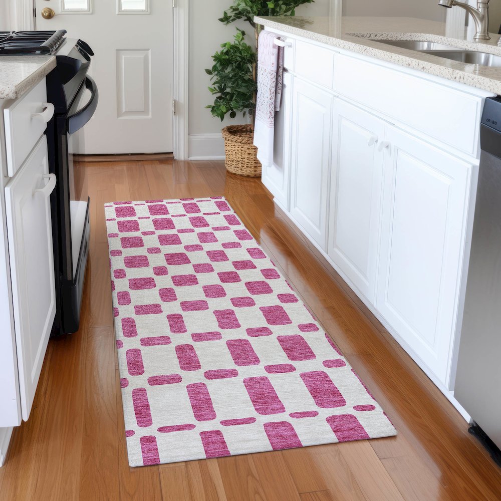 Premium Machine Washable Mayfield AMF871 Blush 2'3" x 7'6" Runner Rug. Picture 5
