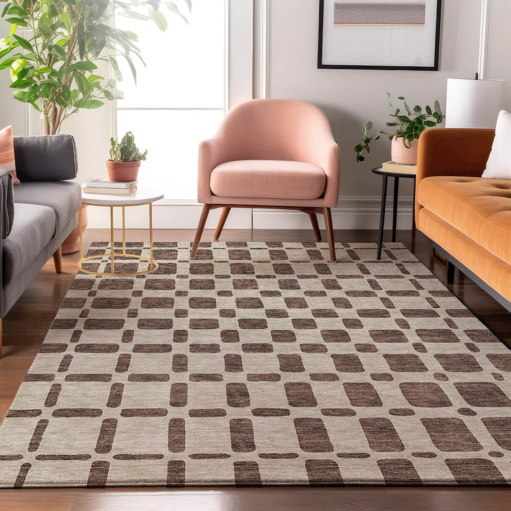 Premium Machine Washable Mayfield AMF871 Brown 2'6" x 3'10" Rug. Picture 5