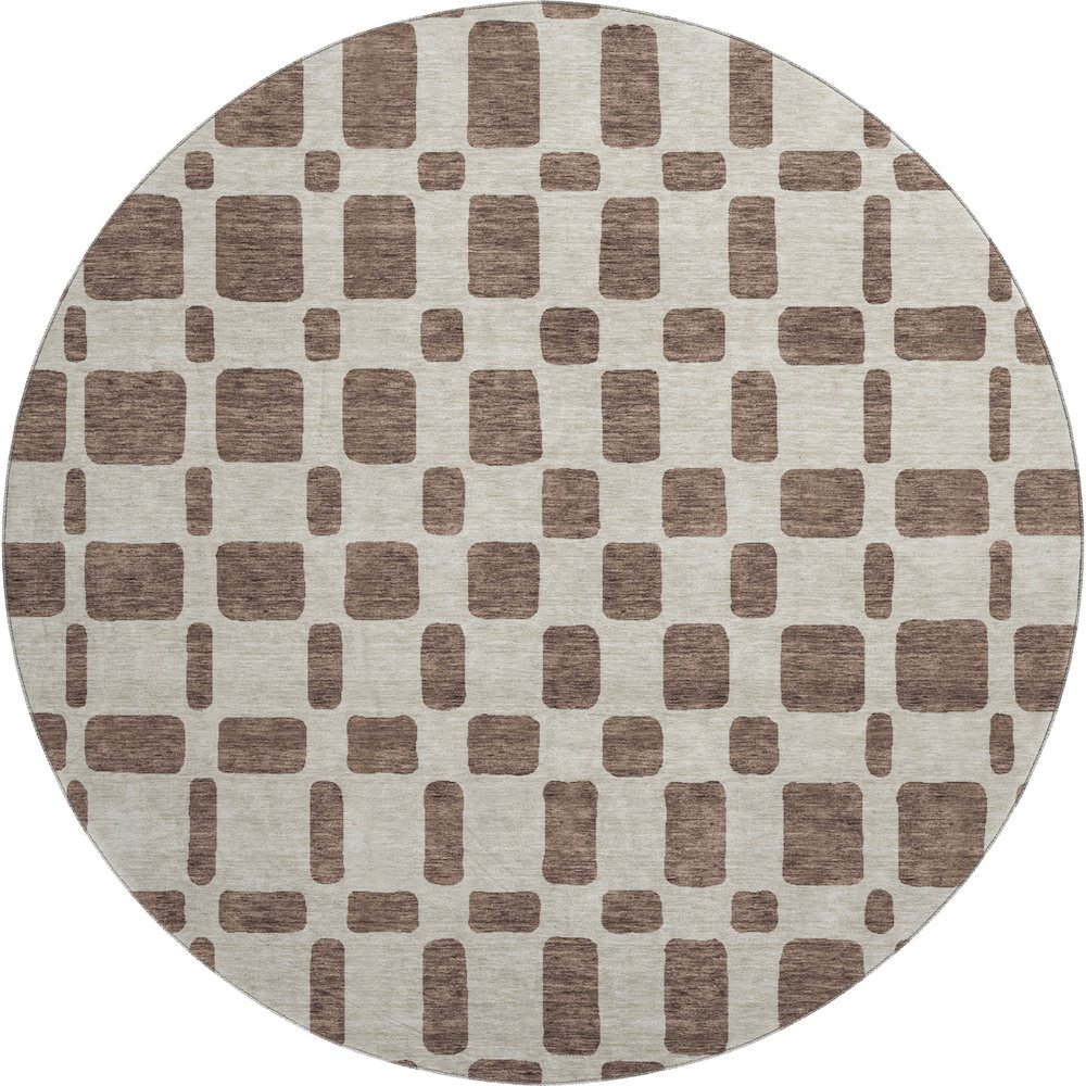 Premium Machine Washable Mayfield AMF871 Brown 8' x 8' Round Rug. Picture 1