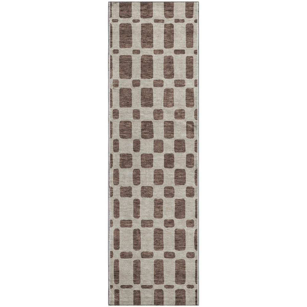 Premium Machine Washable Mayfield AMF871 Brown 2'3" x 7'6" Runner Rug. Picture 1