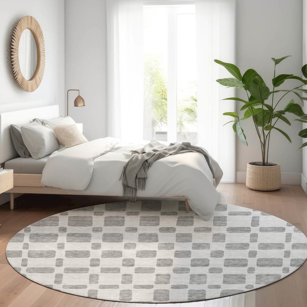 Premium Machine Washable Mayfield AMF871 Gray 8' x 8' Round Rug. Picture 5
