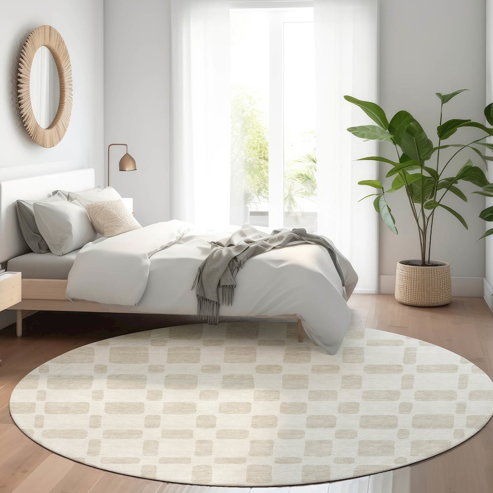 Premium Machine Washable Mayfield AMF871 Ivory 8' x 8' Round Rug. Picture 5