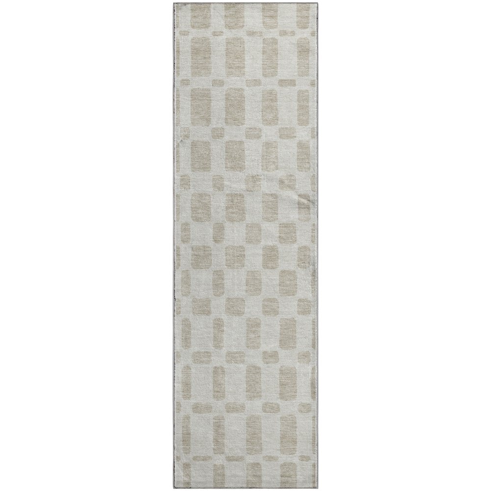 Premium Machine Washable Mayfield AMF871 Ivory 2'3" x 7'6" Runner Rug. Picture 1