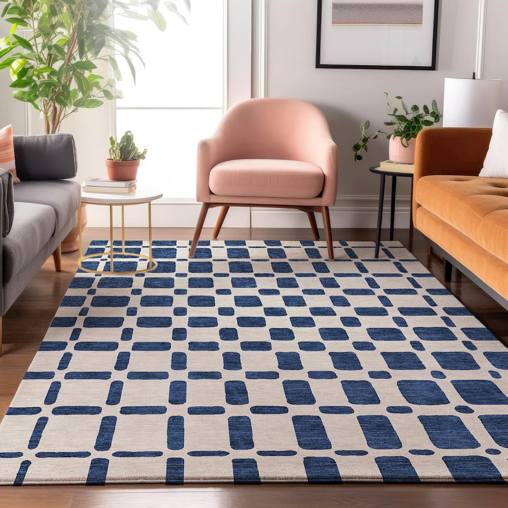 Premium Machine Washable Mayfield AMF871 Navy 2'6" x 3'10" Rug. Picture 5