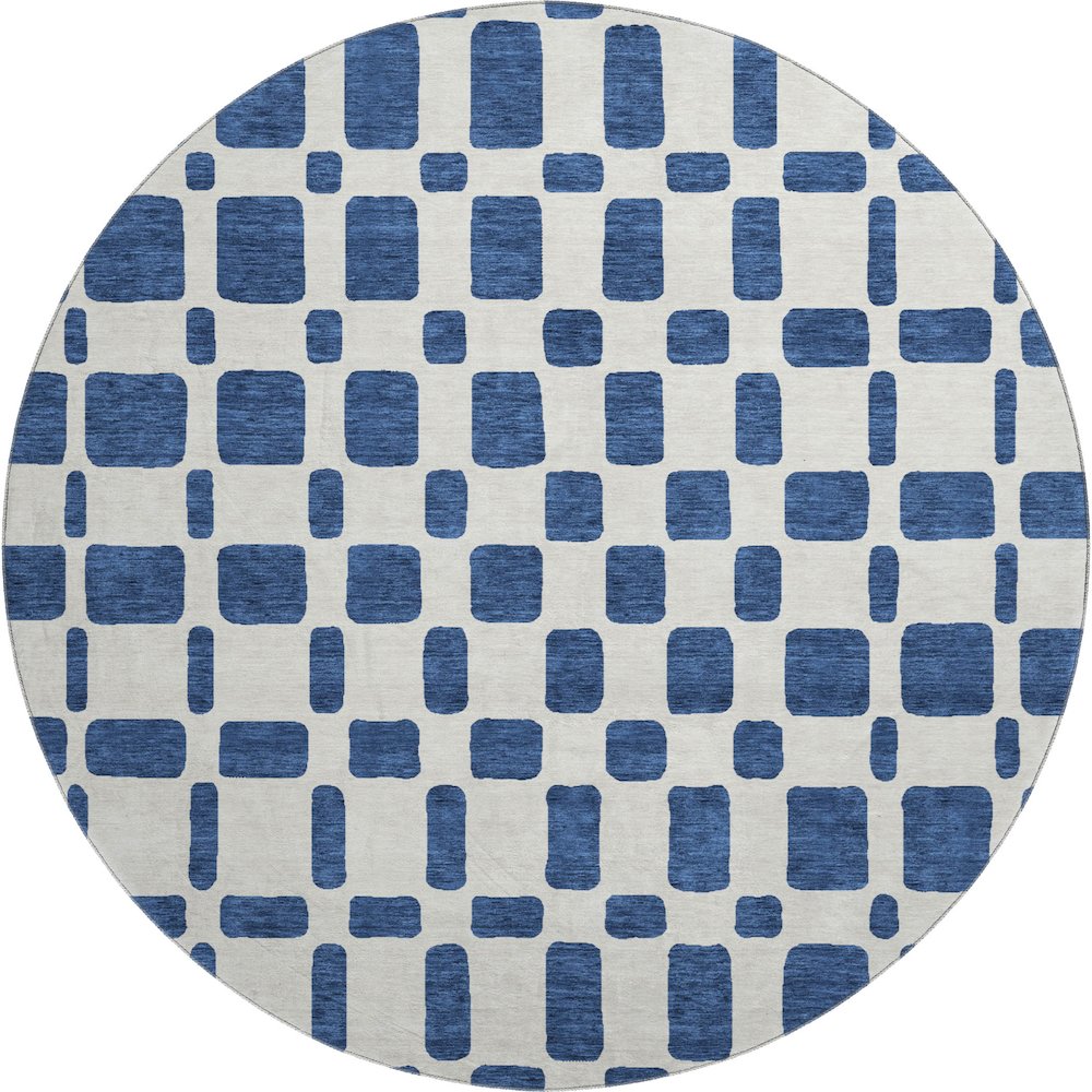 Premium Machine Washable Mayfield AMF871 Navy 8' x 8' Round Rug. Picture 1