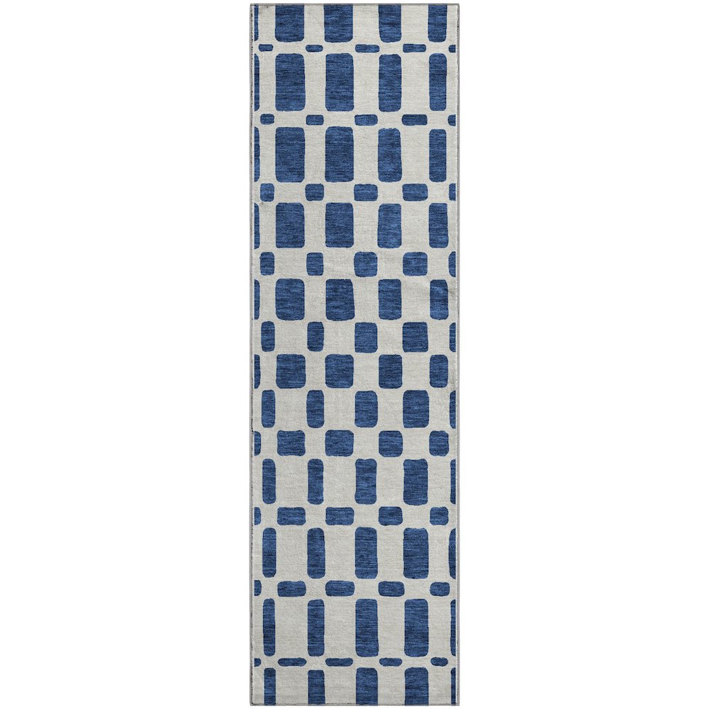 Premium Machine Washable Mayfield AMF871 Navy 2'3" x 7'6" Runner Rug. Picture 1