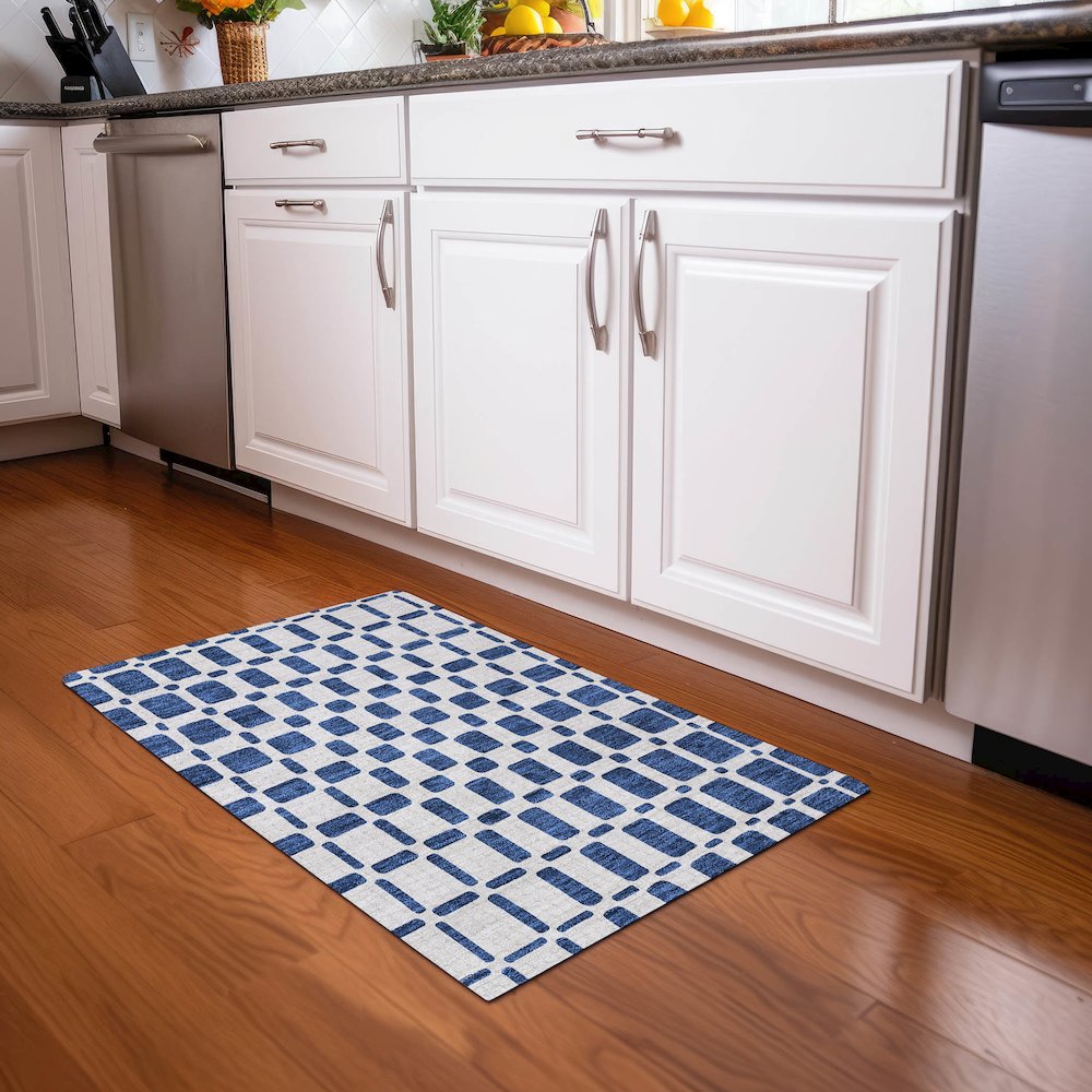 Premium Machine Washable Mayfield AMF871 Navy 1'8" x 2'6" Rug. Picture 5