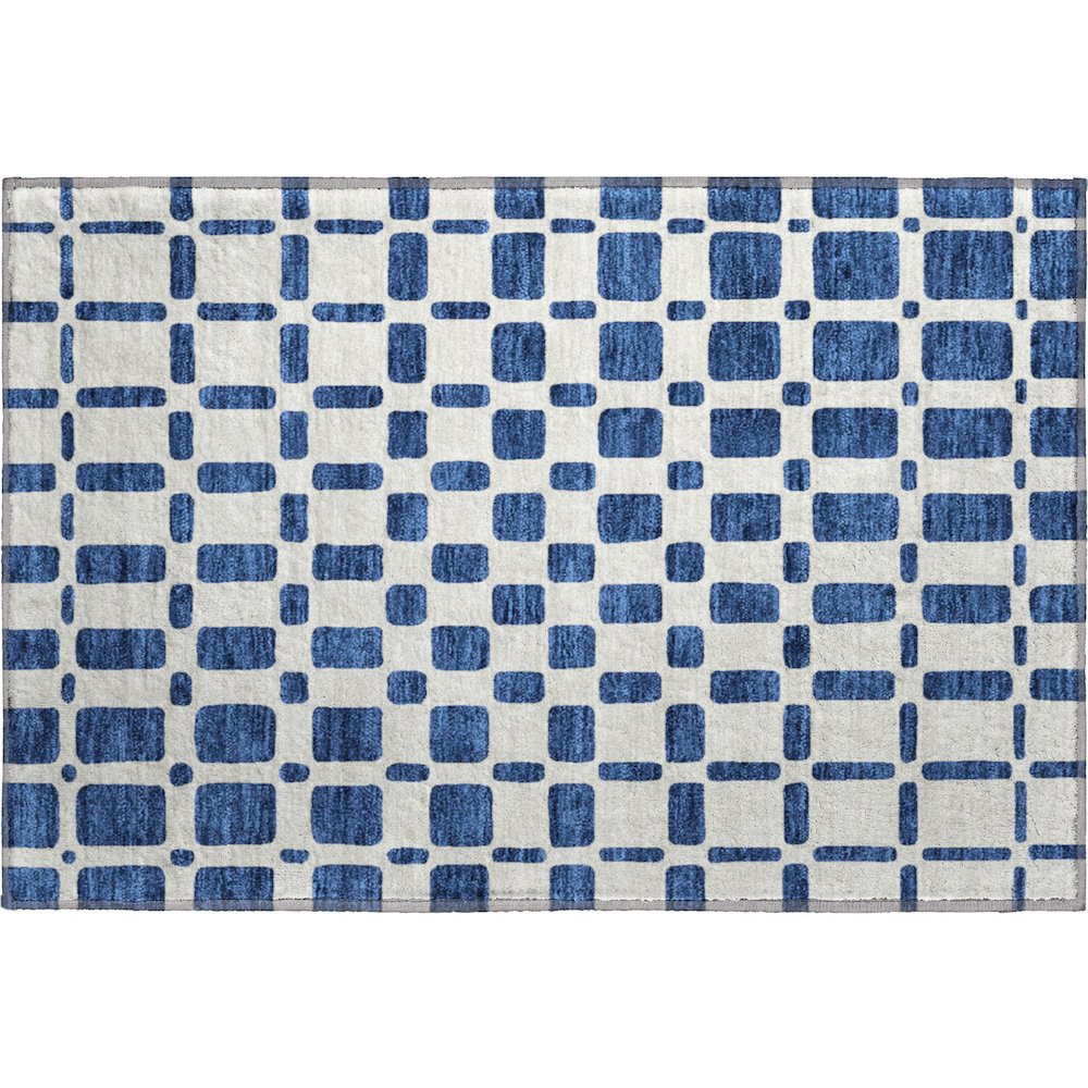 Premium Machine Washable Mayfield AMF871 Navy 1'8" x 2'6" Rug. Picture 1