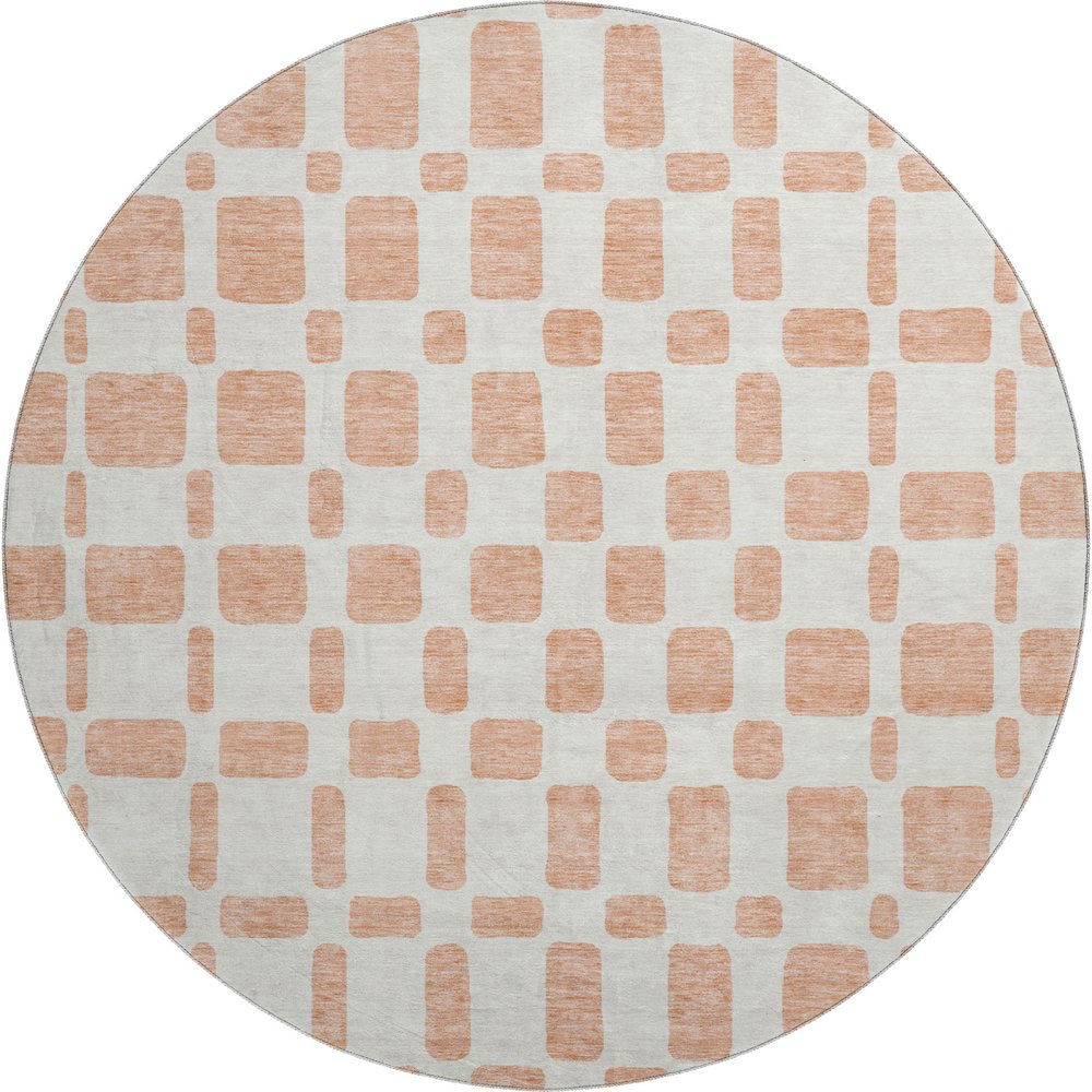 Premium Machine Washable Mayfield AMF871 Peach 8' x 8' Round Rug. Picture 1