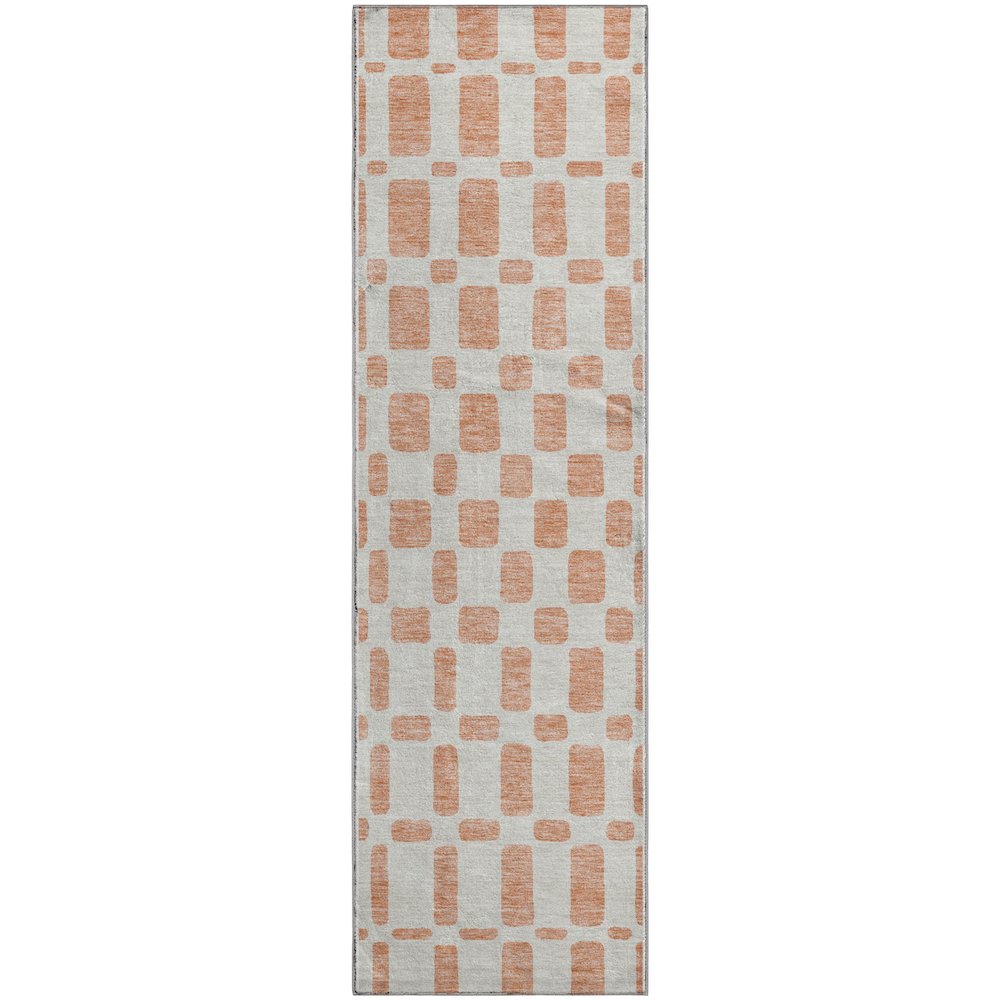 Premium Machine Washable Mayfield AMF871 Peach 2'3" x 7'6" Runner Rug. Picture 1