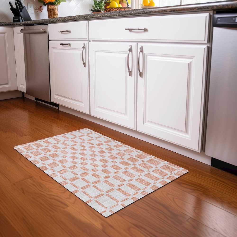 Premium Machine Washable Mayfield AMF871 Peach 1'8" x 2'6" Rug. Picture 5