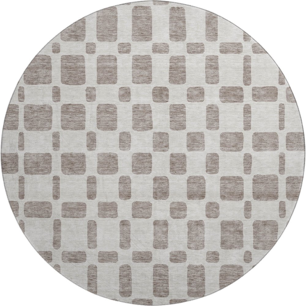 Premium Machine Washable Mayfield AMF871 Taupe 8' x 8' Round Rug. Picture 1