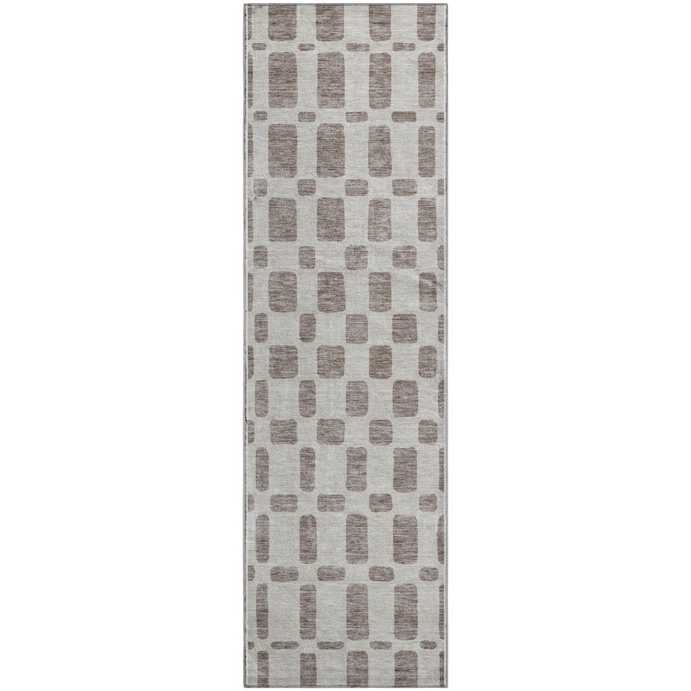 Premium Machine Washable Mayfield AMF871 Taupe 2'3" x 7'6" Runner Rug. Picture 1