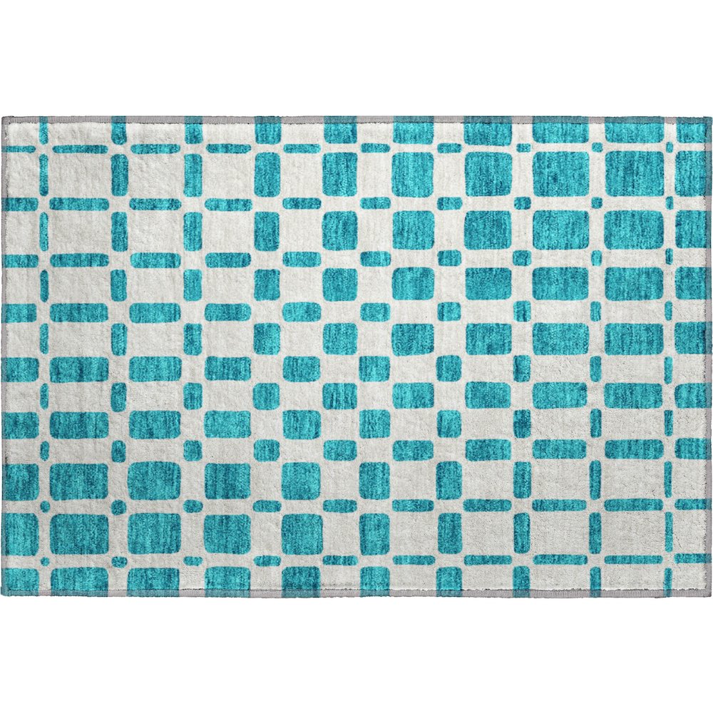 Premium Machine Washable Mayfield AMF871 Teal 1'8" x 2'6" Rug. Picture 1