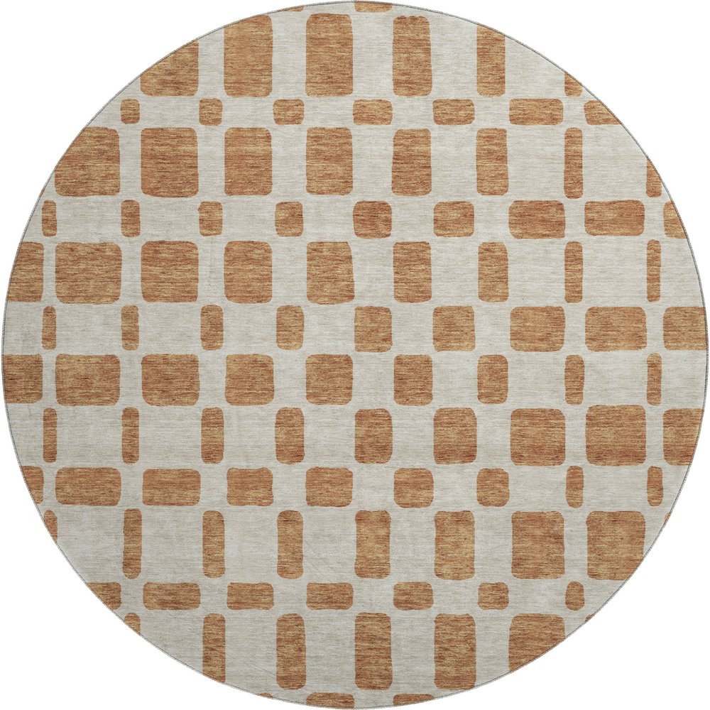 Premium Machine Washable Mayfield AMF871 Terracotta 8' x 8' Round Rug. Picture 1